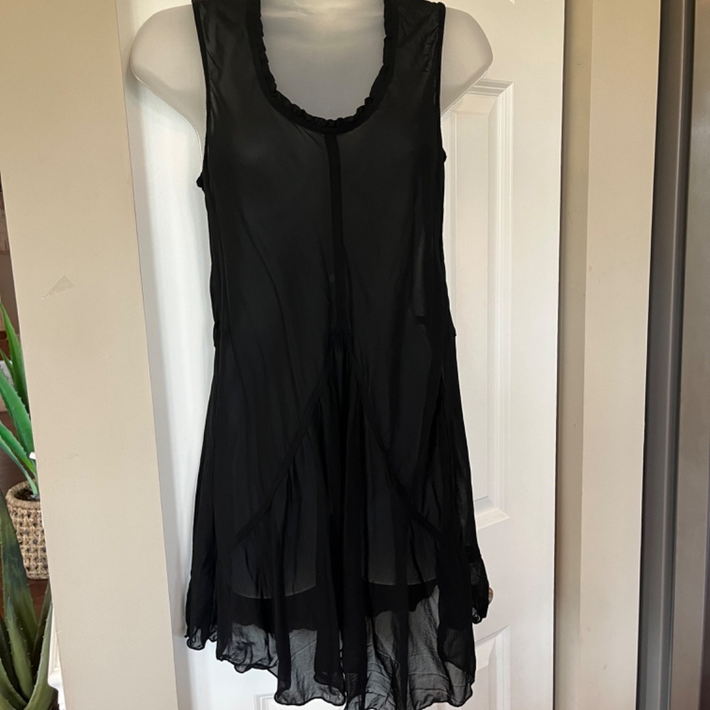 Neesh by DAR for Anthropologie sheer mini dress, tunic sleeveless size 2 black